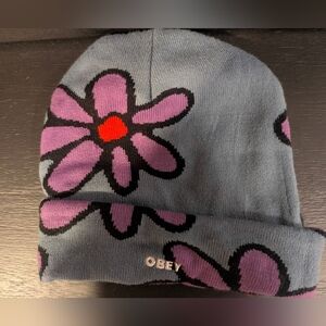 Obey Gray and Purple Floral Hat